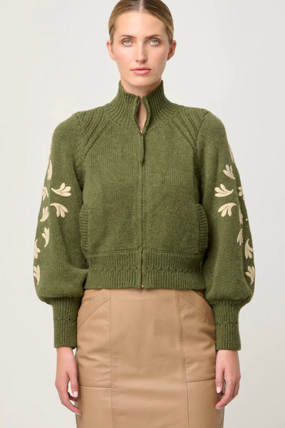 Carmela Embroidered Bomber Oliva