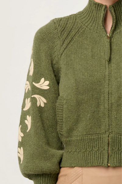 Carmela Embroidered Bomber Oliva