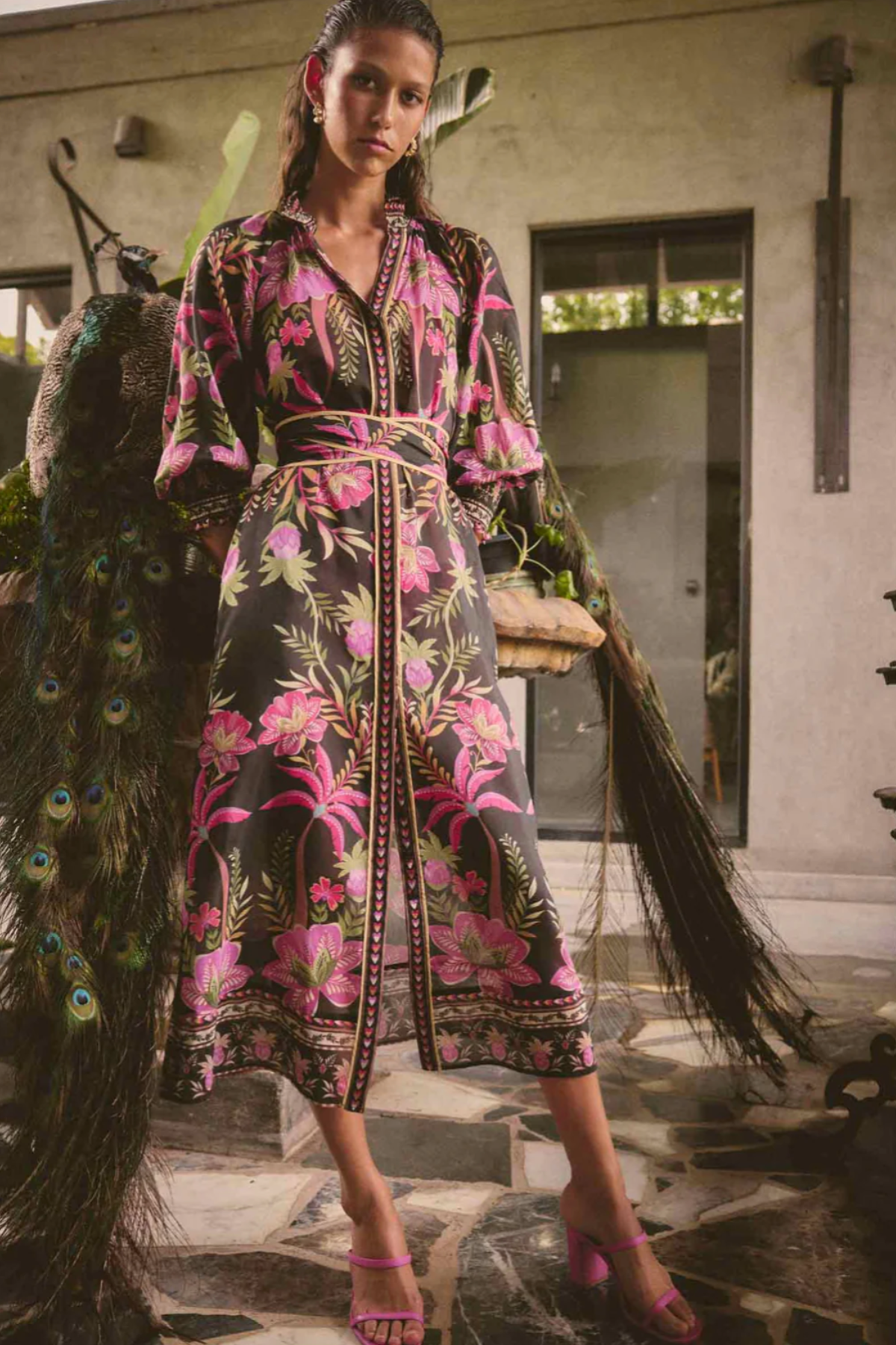 Carmen Silk Cotton Maxi Dress Anthos Lotos