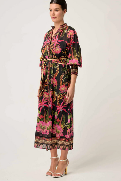 Carmen Silk Cotton Maxi Dress Anthos Lotos