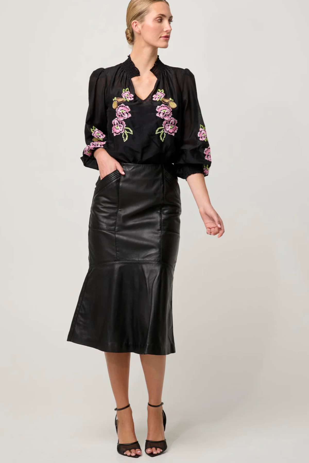 Catalina Embroidered Silk Blouse