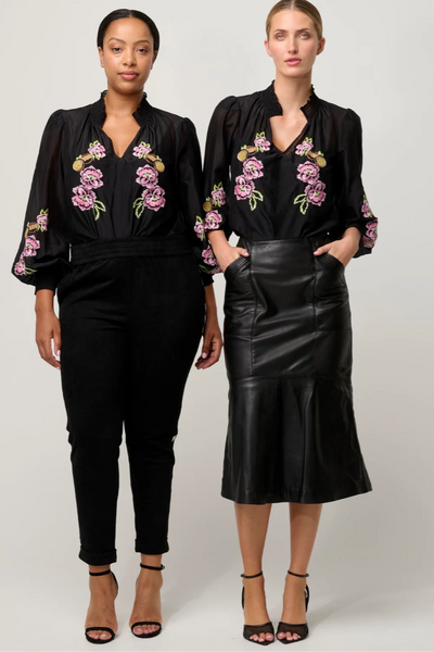 Catalina Embroidered Silk Blouse