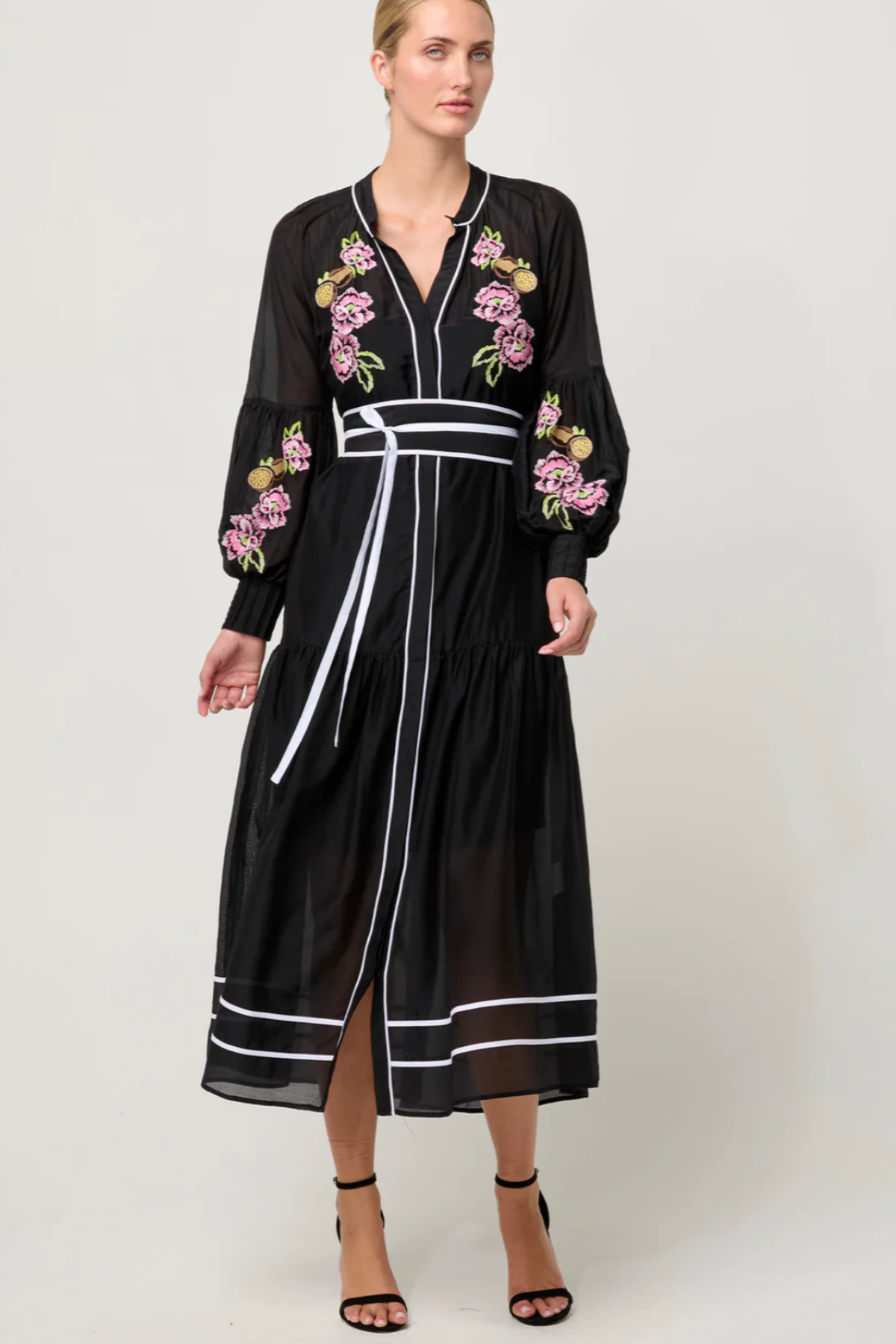 Catalina Embroidered Silk Maxi Dress
