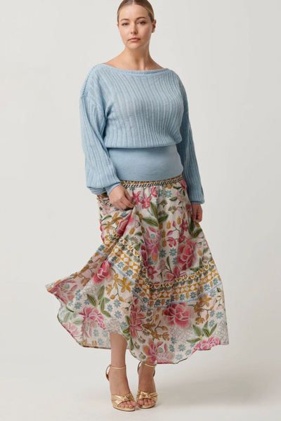 Cordelia Cotton Slub Skirt Azalea Fields