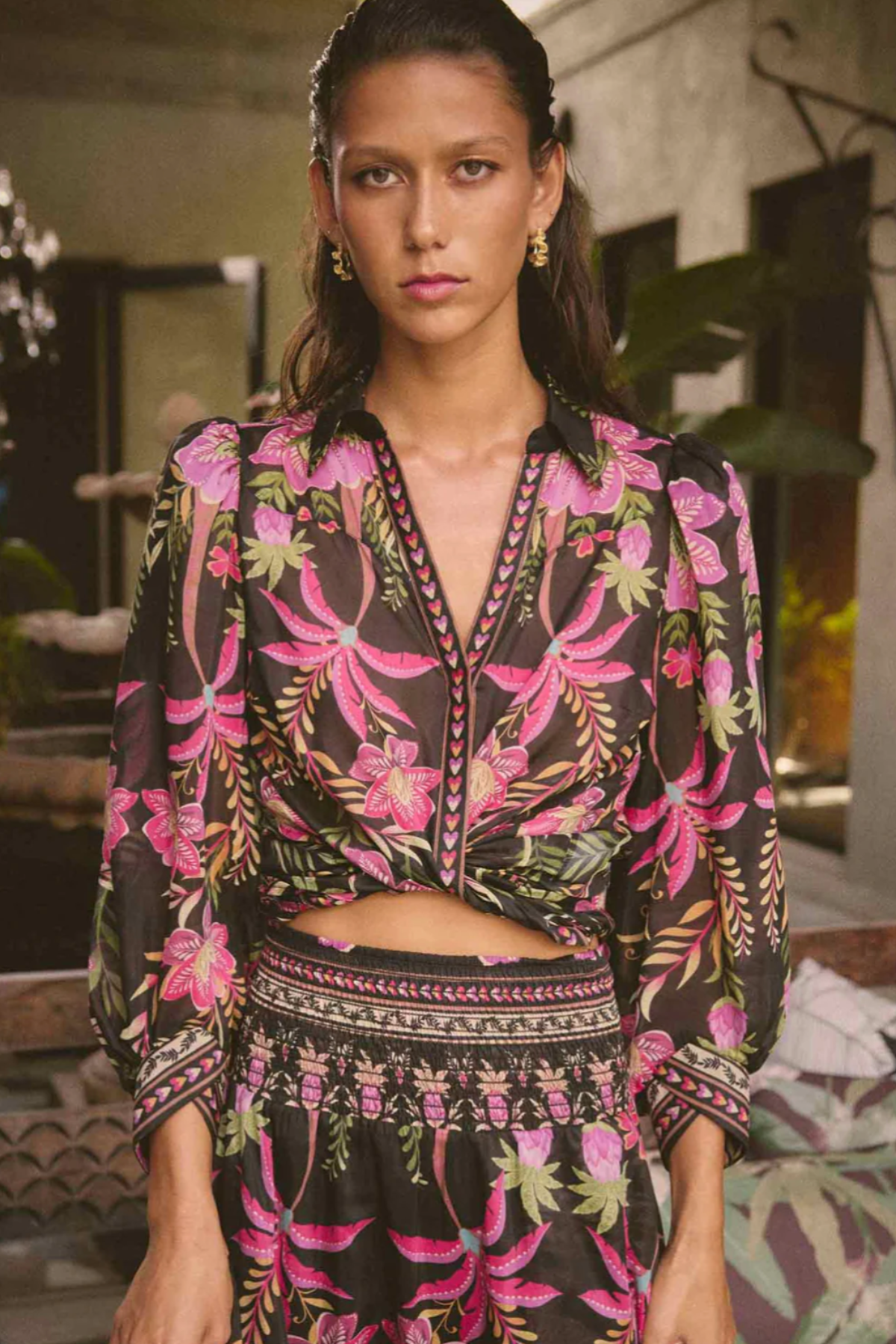 Elysian Silk Cotton Blouse Anthos Lotos