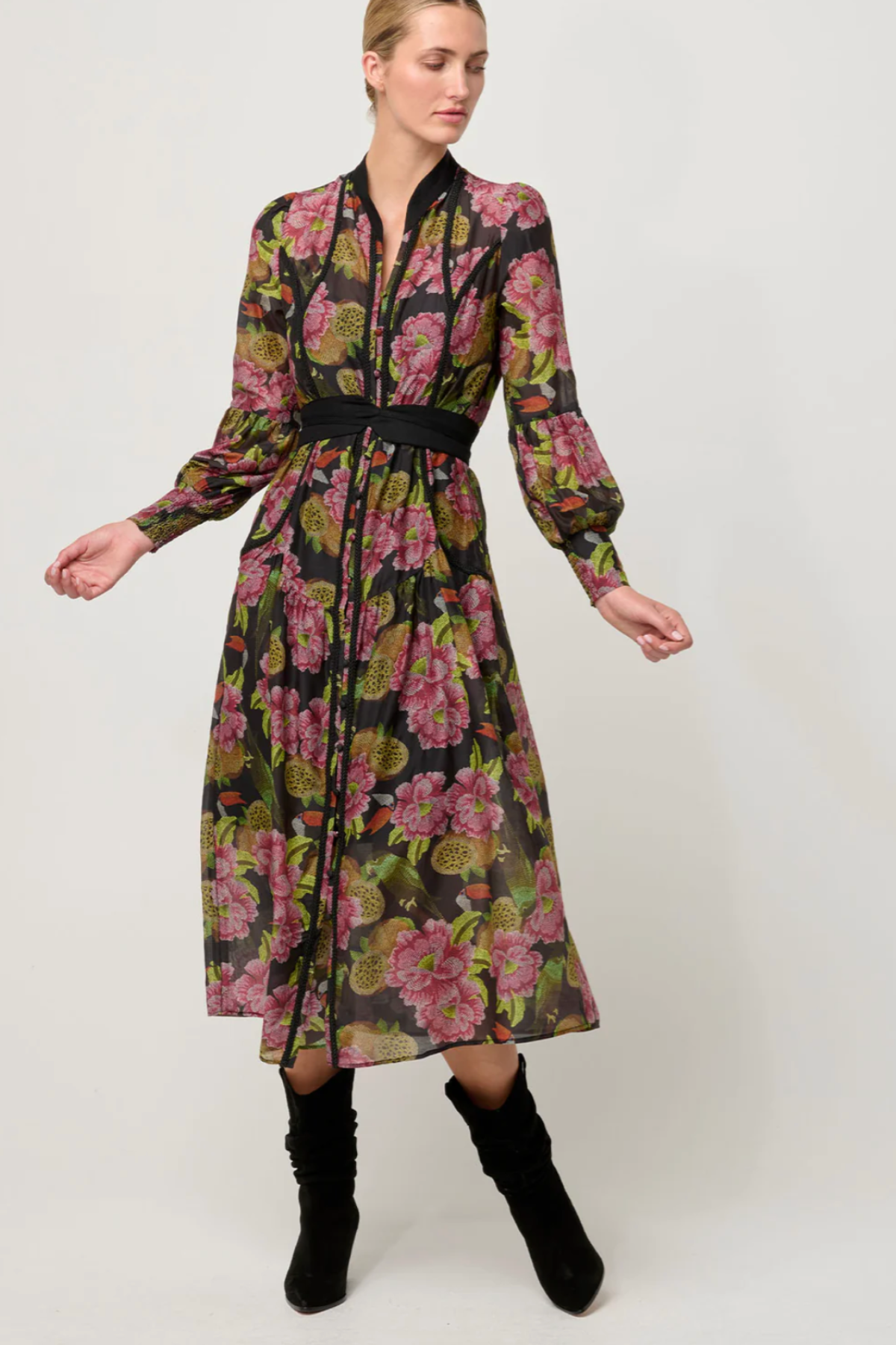 Esmeralda Silk Midi Dress Winter Granadilla