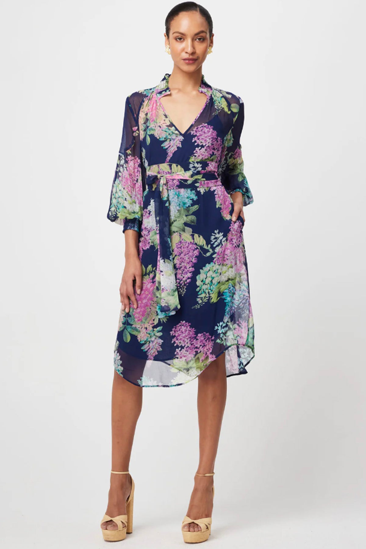 Lane Chiffon Dress Navy Wisteria