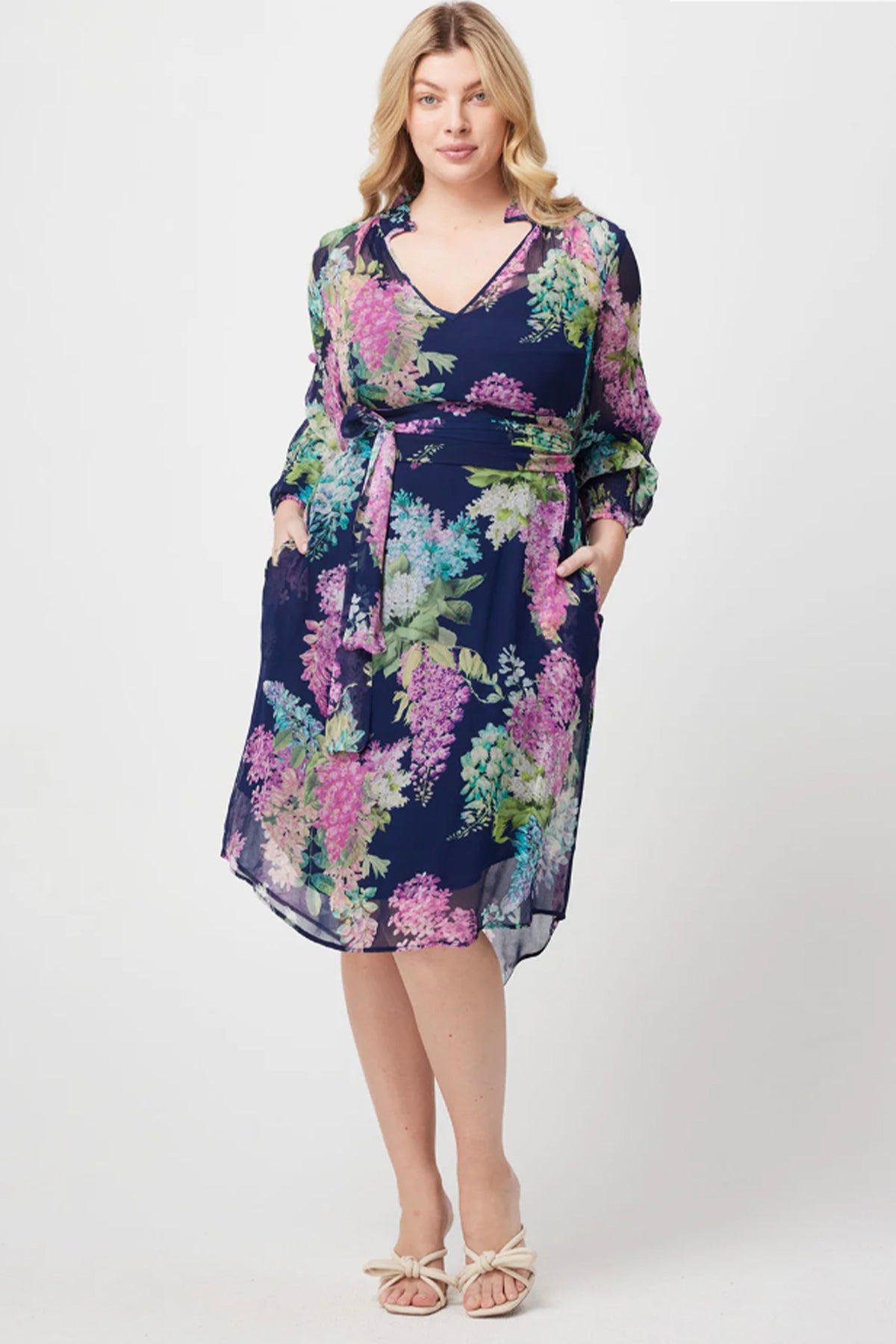 Lane Chiffon Dress Navy Wisteria