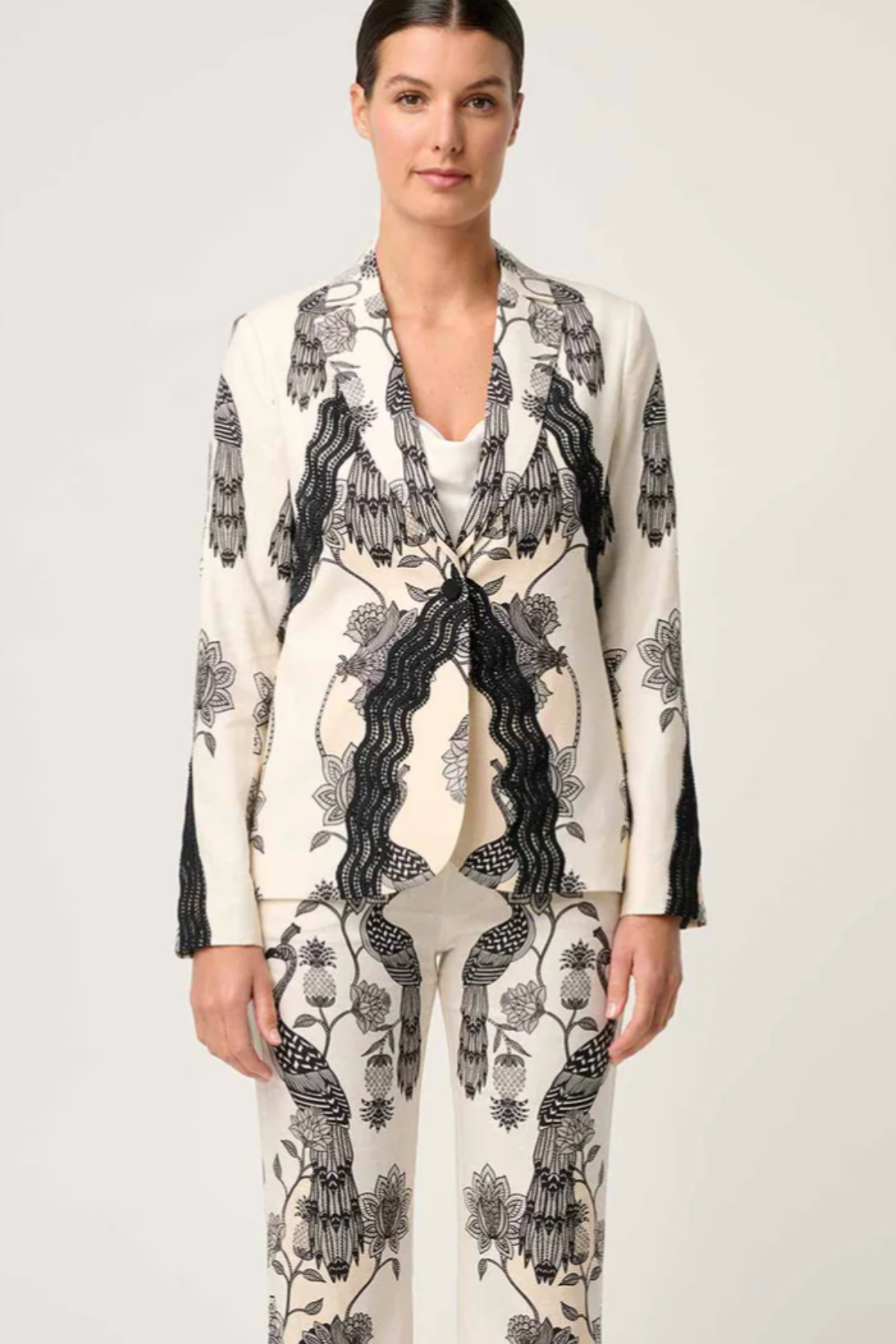 Leandro Contrast Lace Blazer Imperial Stone