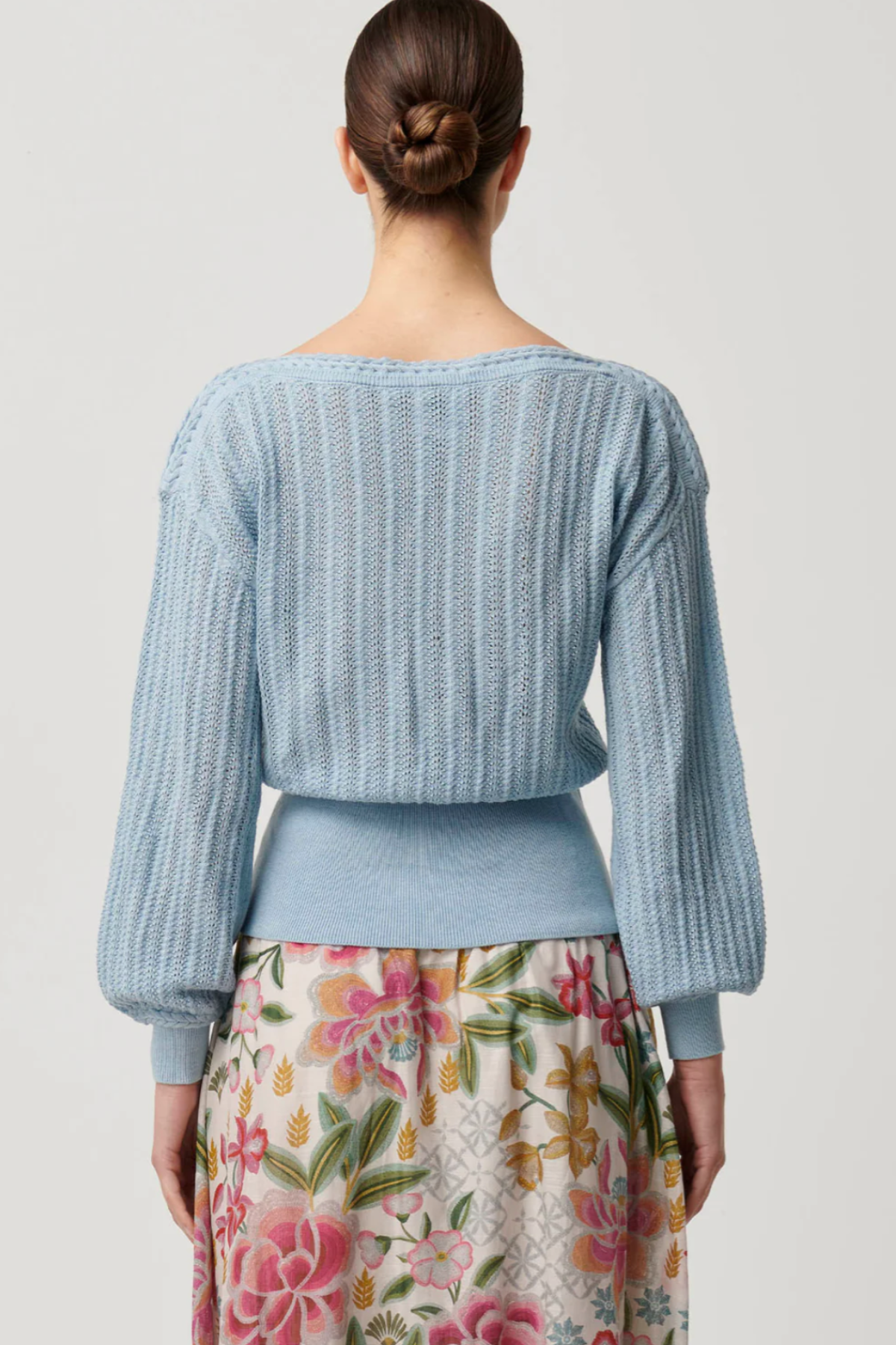 Marley Merino Cotton Knit Top Cornflower