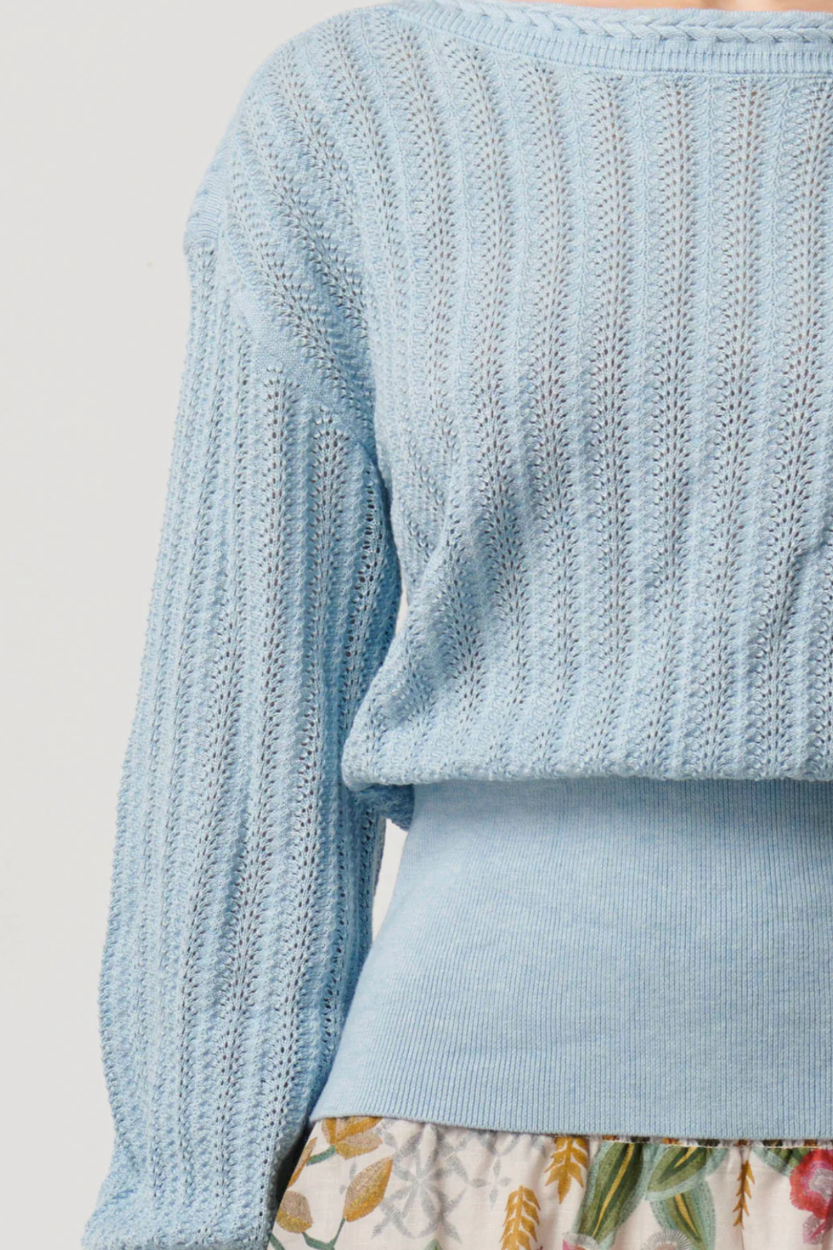 Marley Merino Cotton Knit Top Cornflower