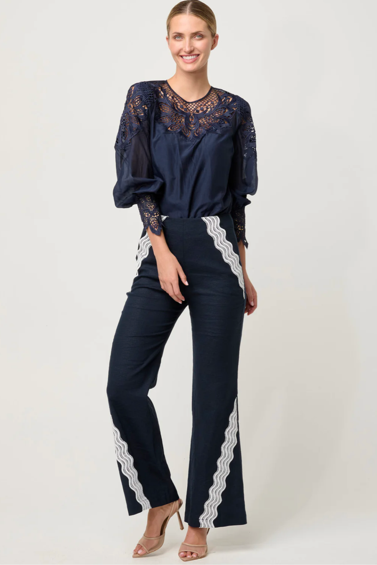 Mirador Lace Detail Blouse Night Sky