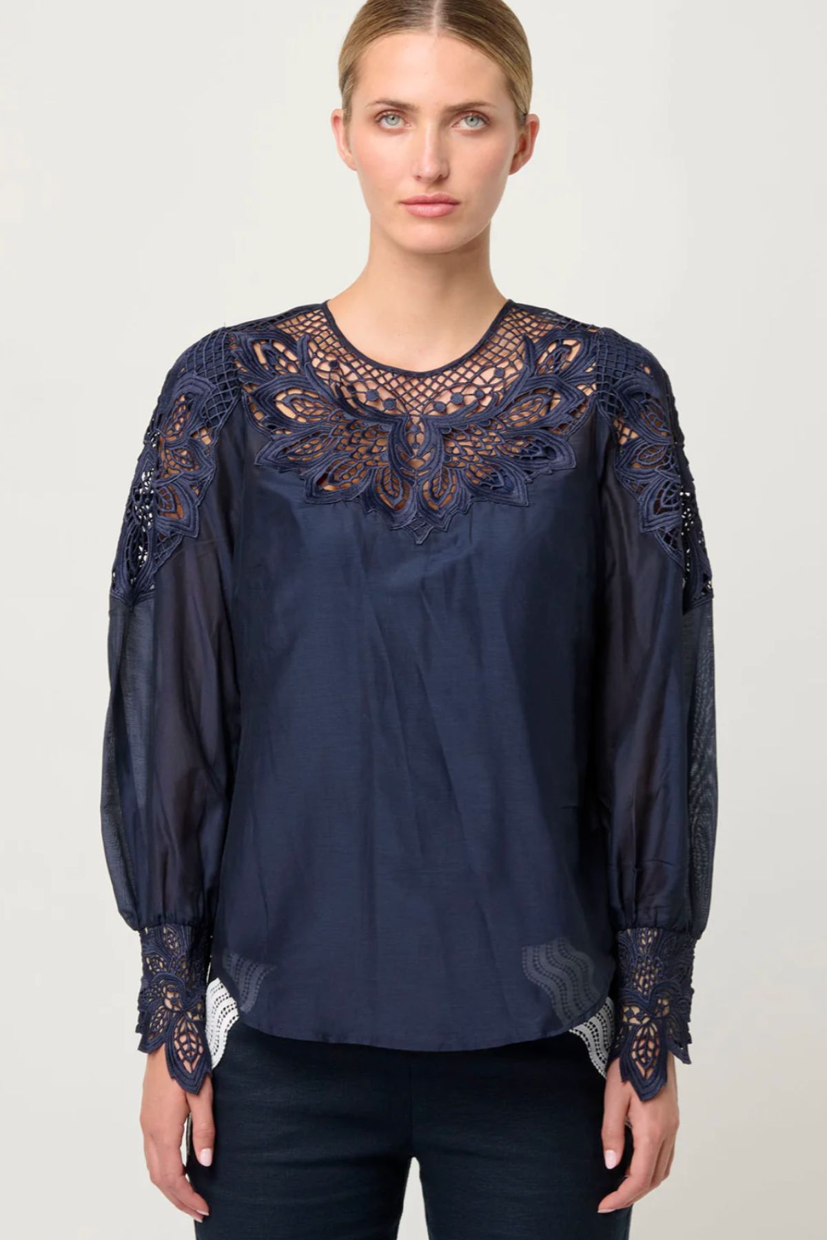 Mirador Lace Detail Blouse Night Sky
