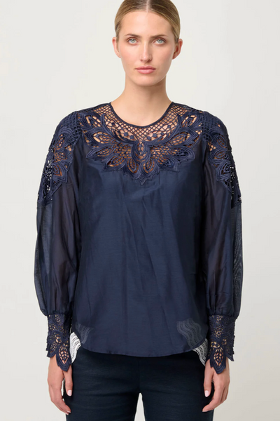 Mirador Lace Detail Blouse Night Sky