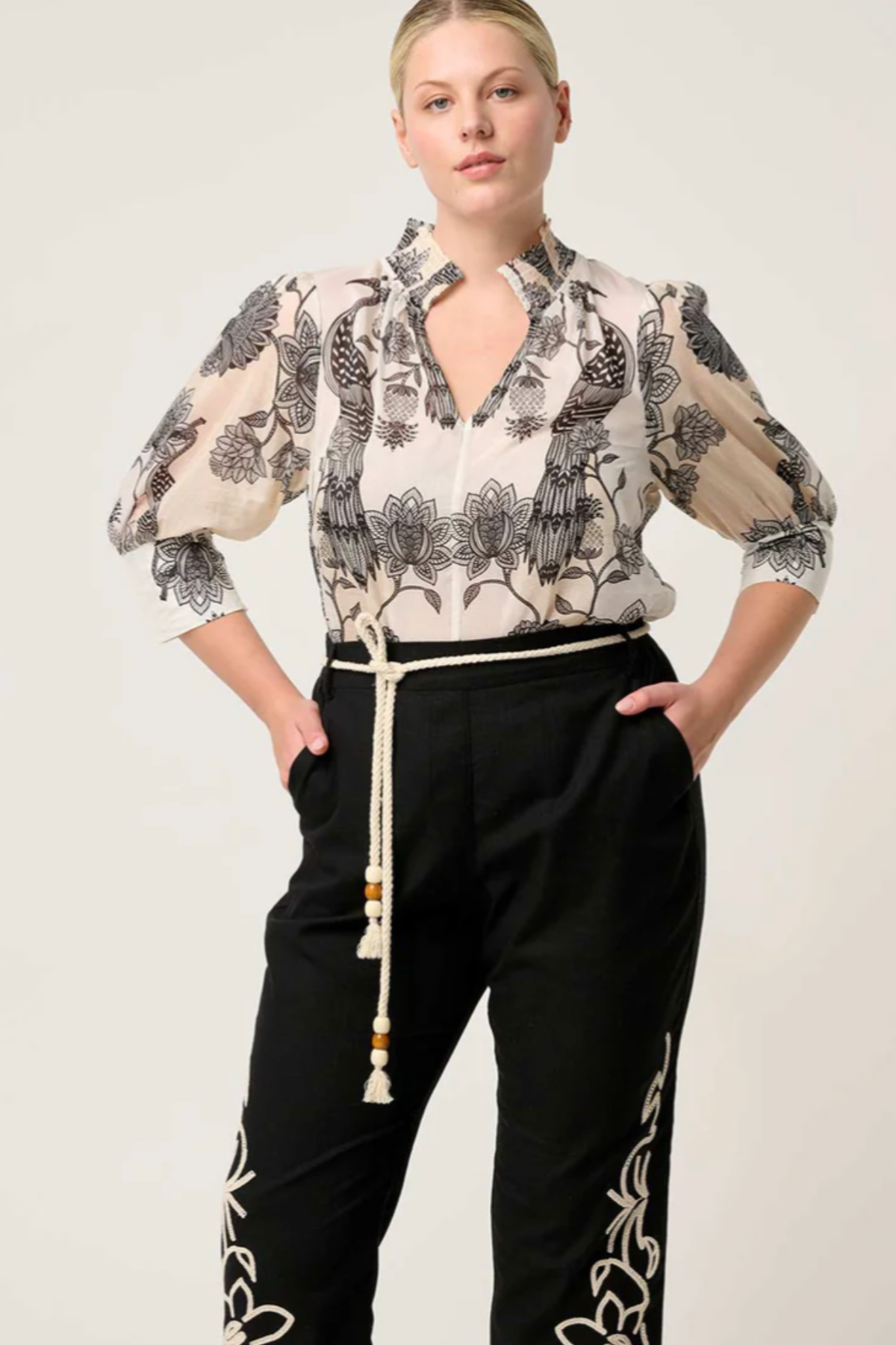 Oleander Cotton Silk Blouse Imperial Stone