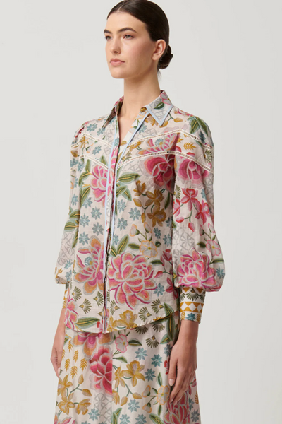 Wren Lace Cotton Slub Shirt Azalea Fields