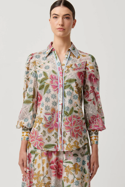 Wren Lace Cotton Slub Shirt Azalea Fields