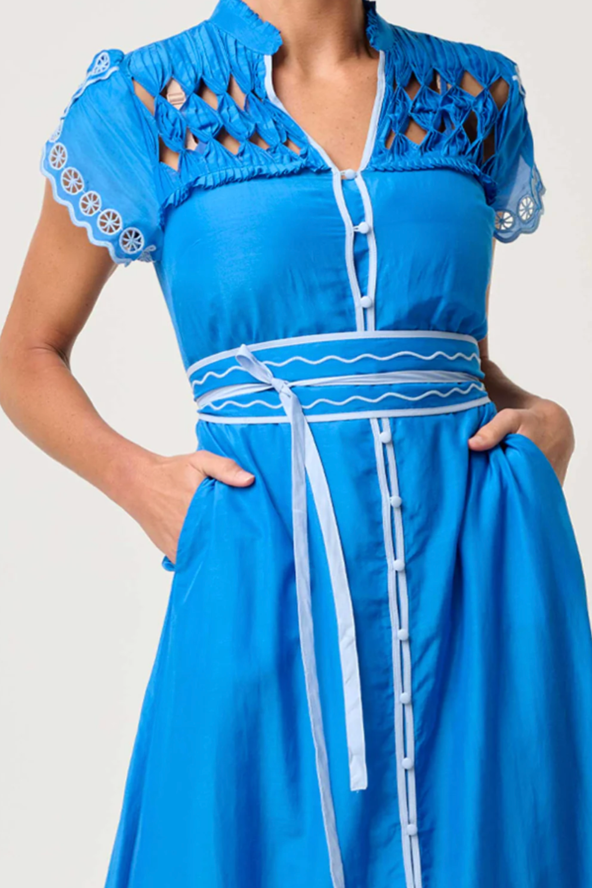 Xanthia Embroidered Dress Blue Topaz