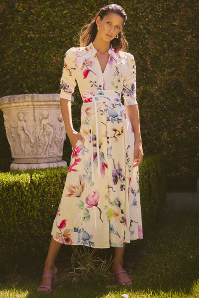Xenia Contrast Trim Dress Plume Blossom