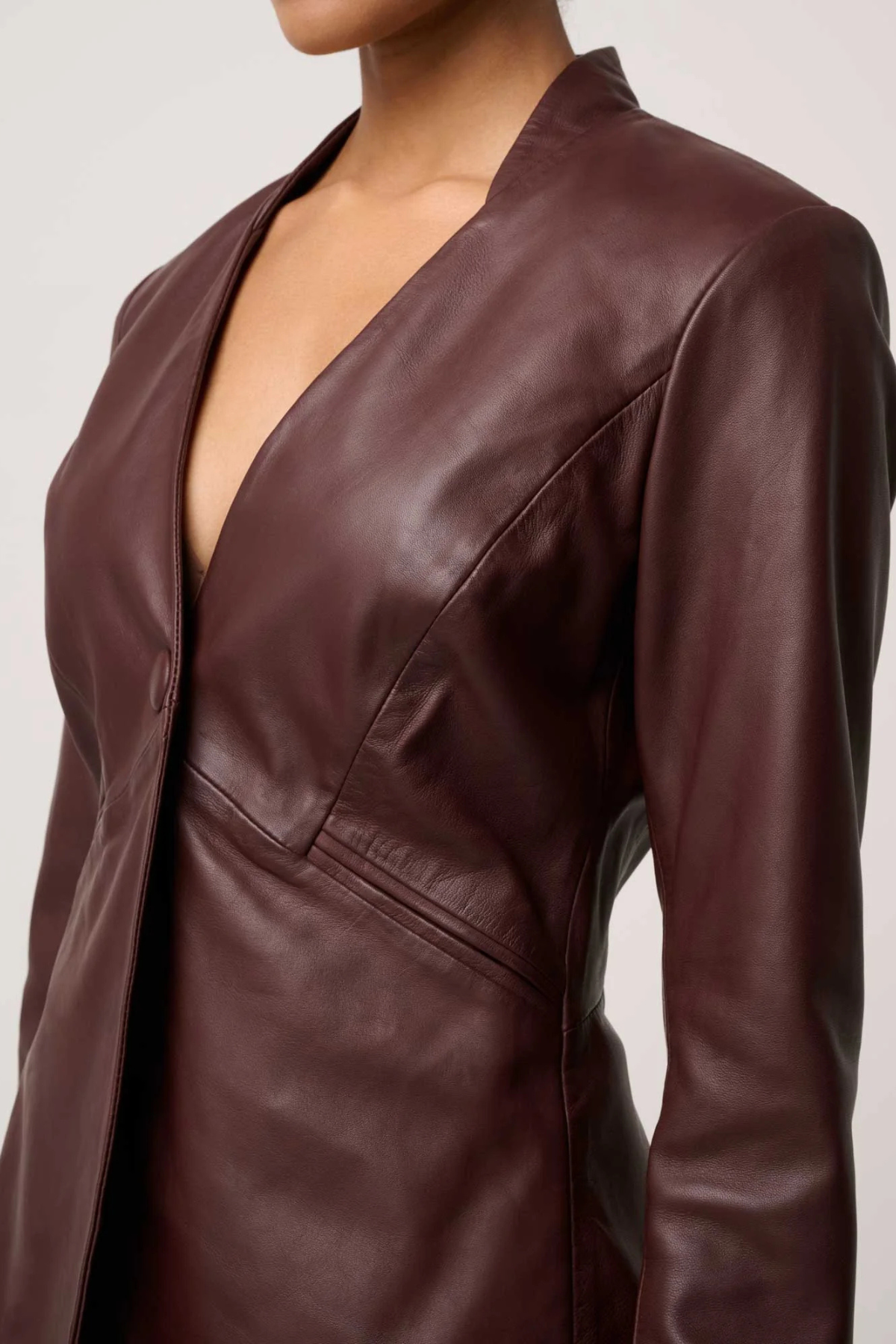 Calypso Leather Blazer Oxblood