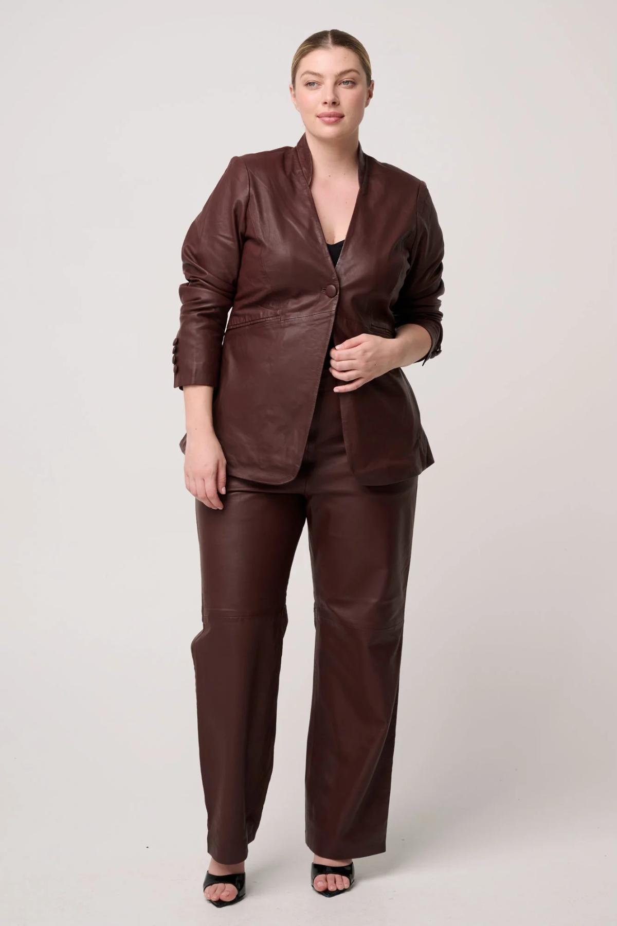 Calypso Leather Blazer Oxblood