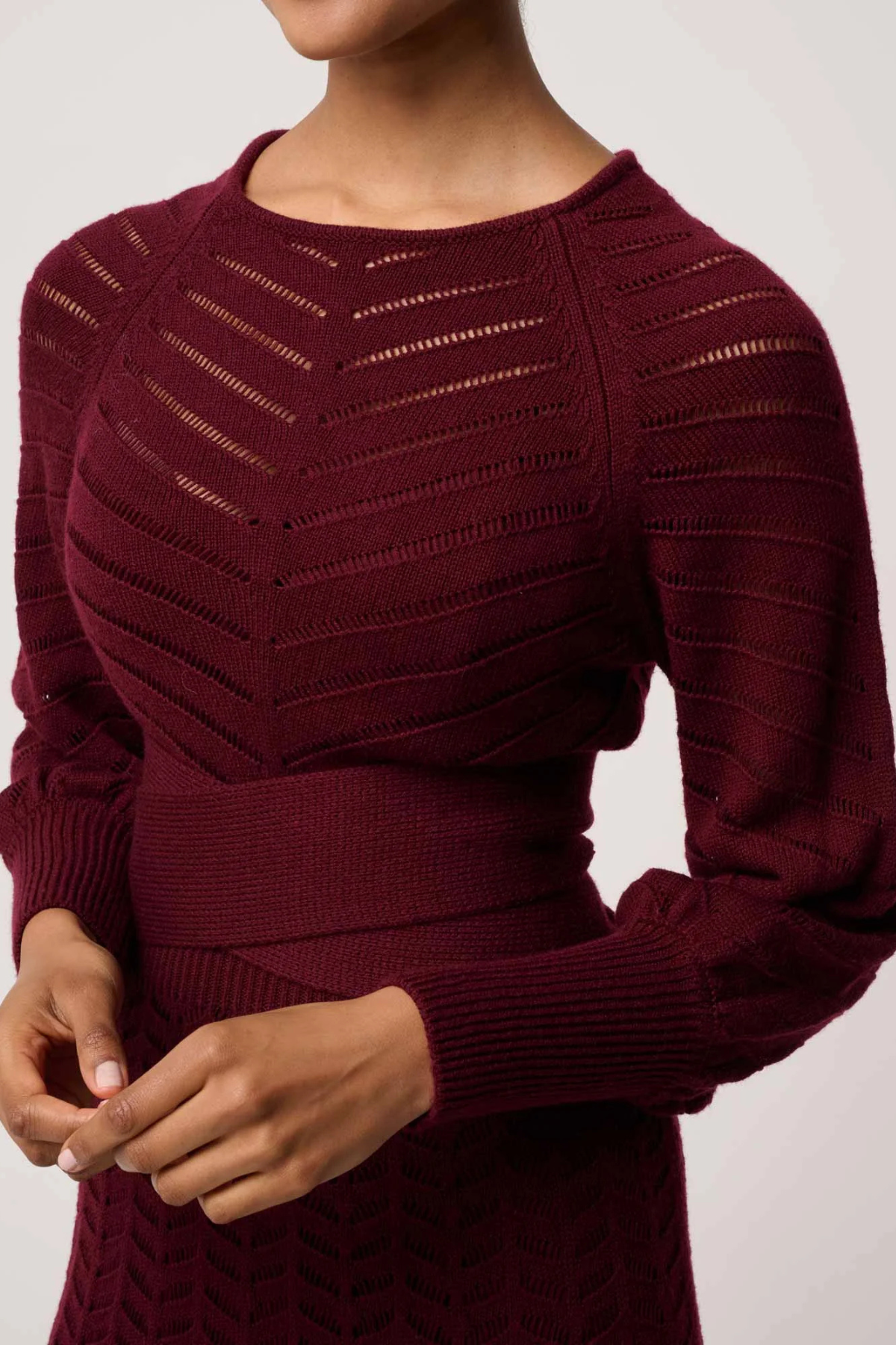 Mirelle Chevron Dress Bordeaux