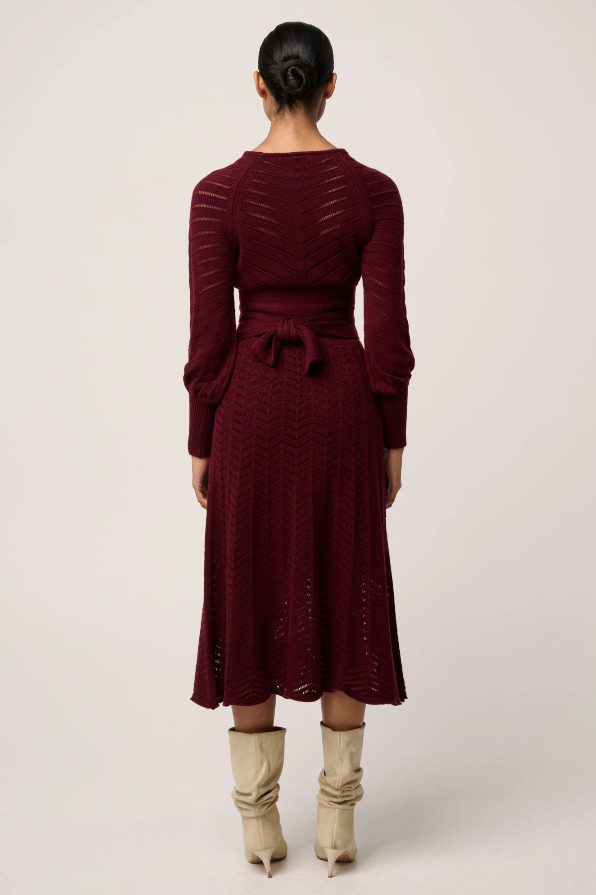 Mirelle Chevron Dress Bordeaux