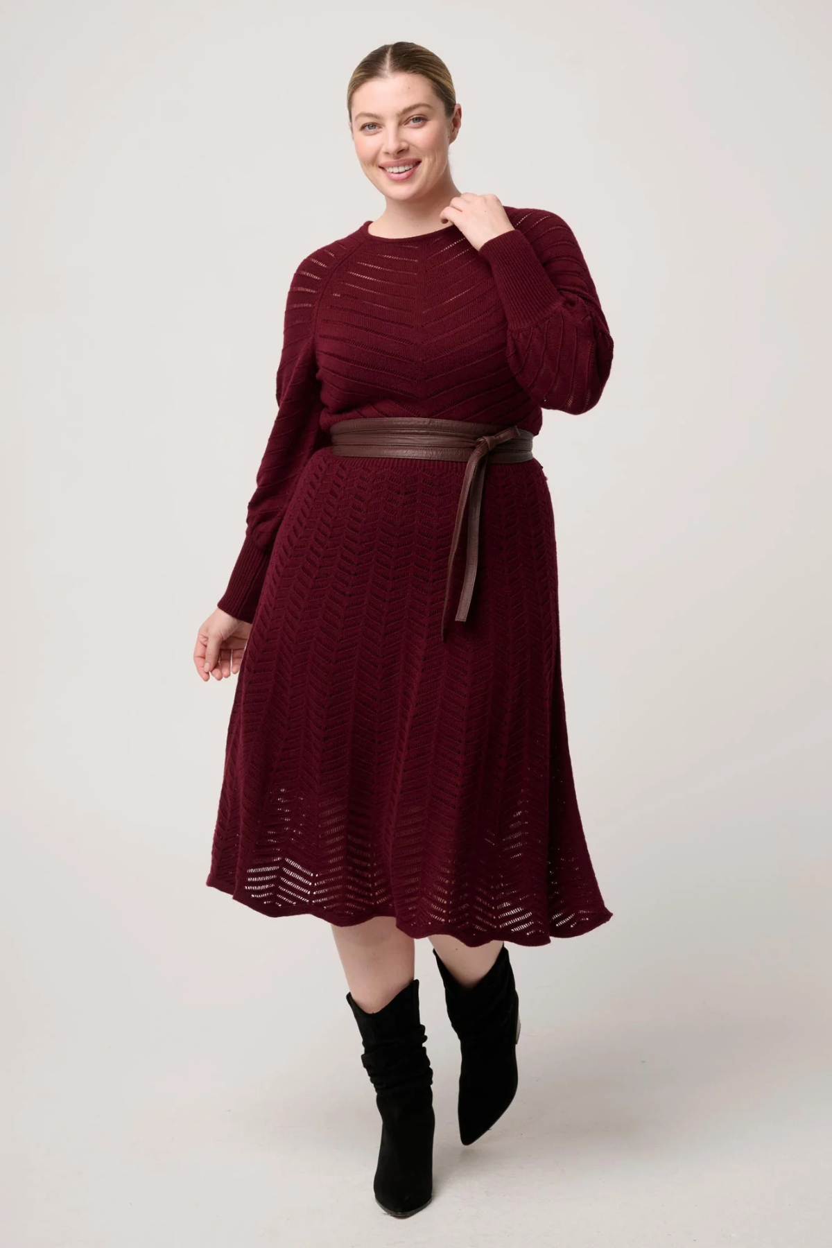 Mirelle Chevron Dress Bordeaux