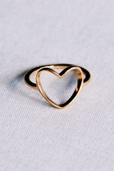 Open Heart Gold Ring