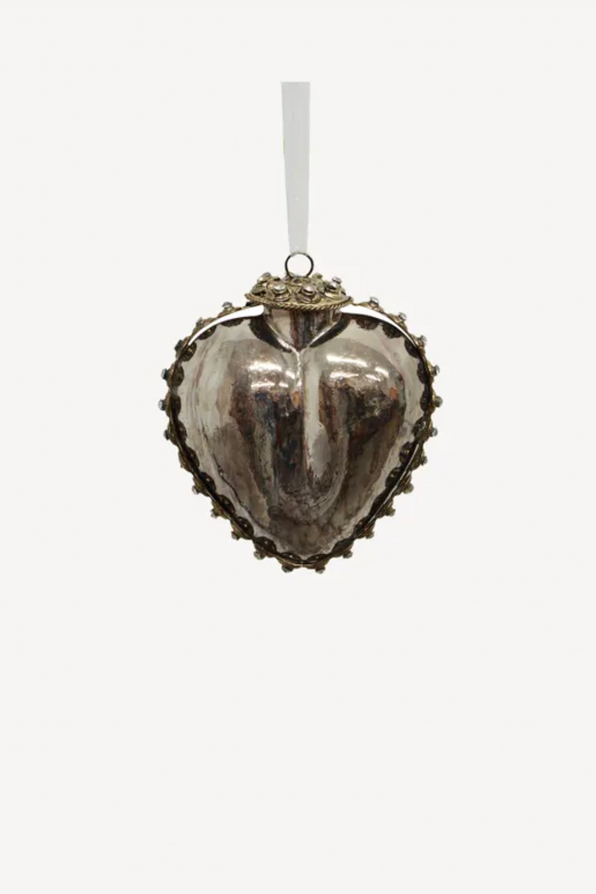 Ornate Glass Heart Silver