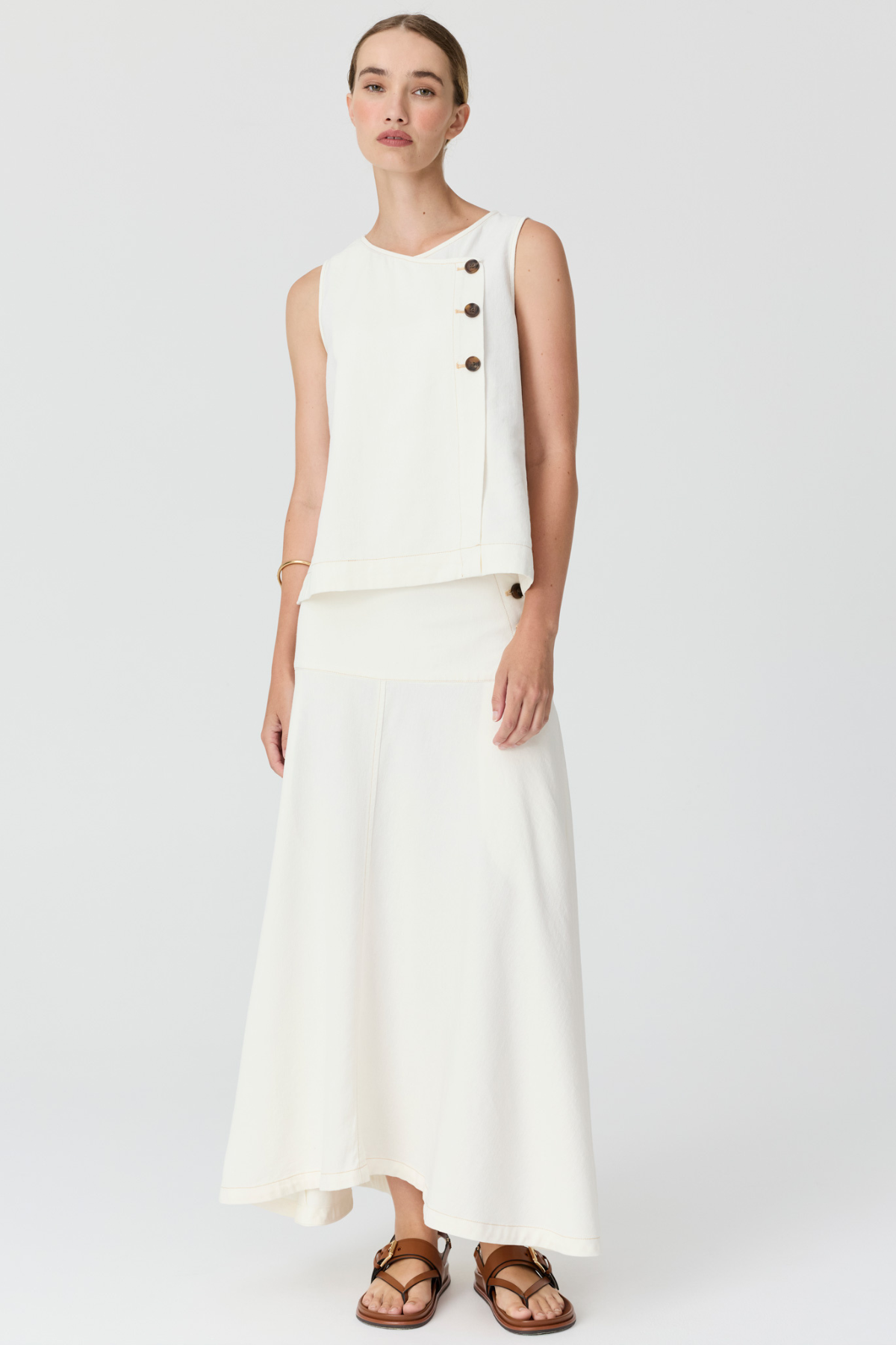Anise Button Tank Chalk