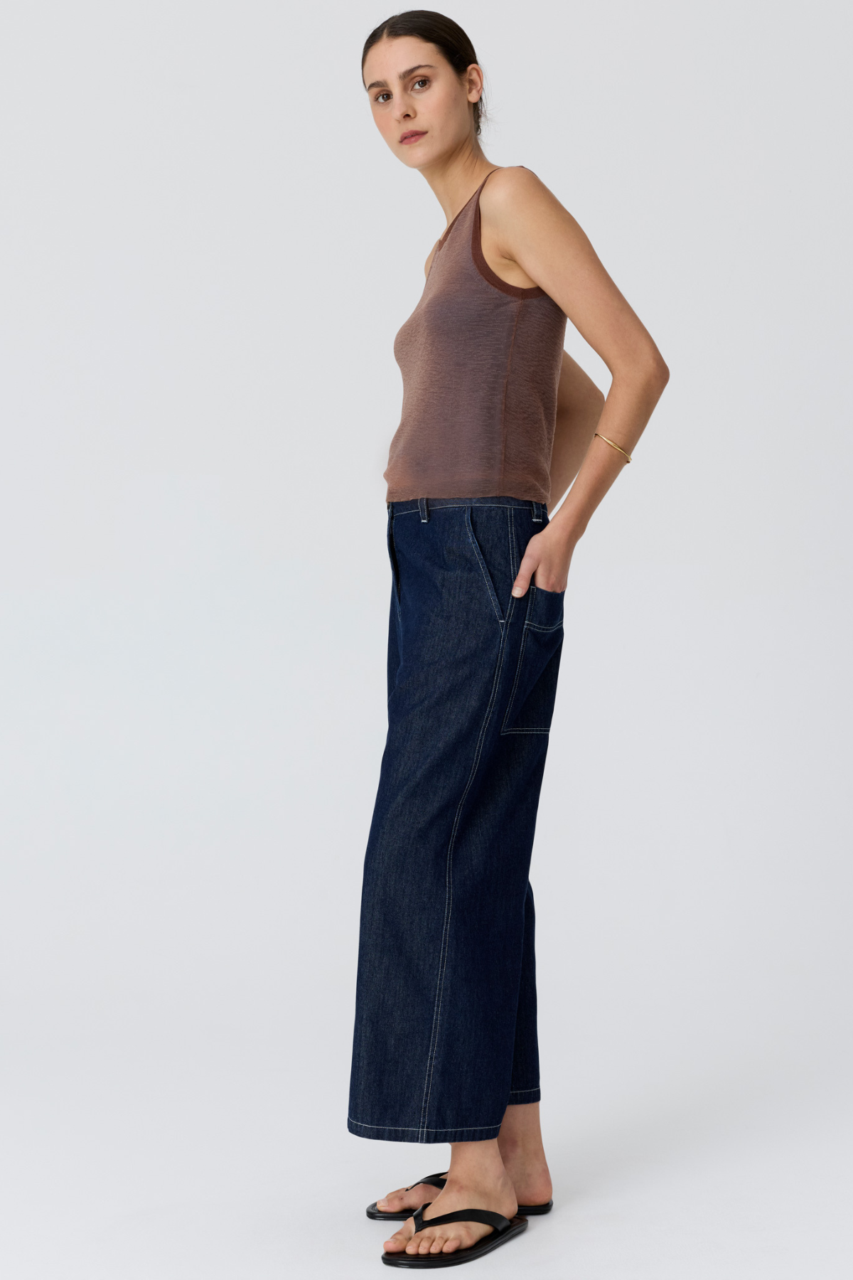 Kaspar Layered Tank Chocolate Blue