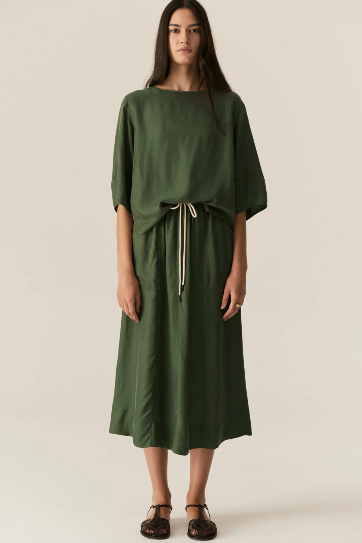Henri Tie Skirt Green