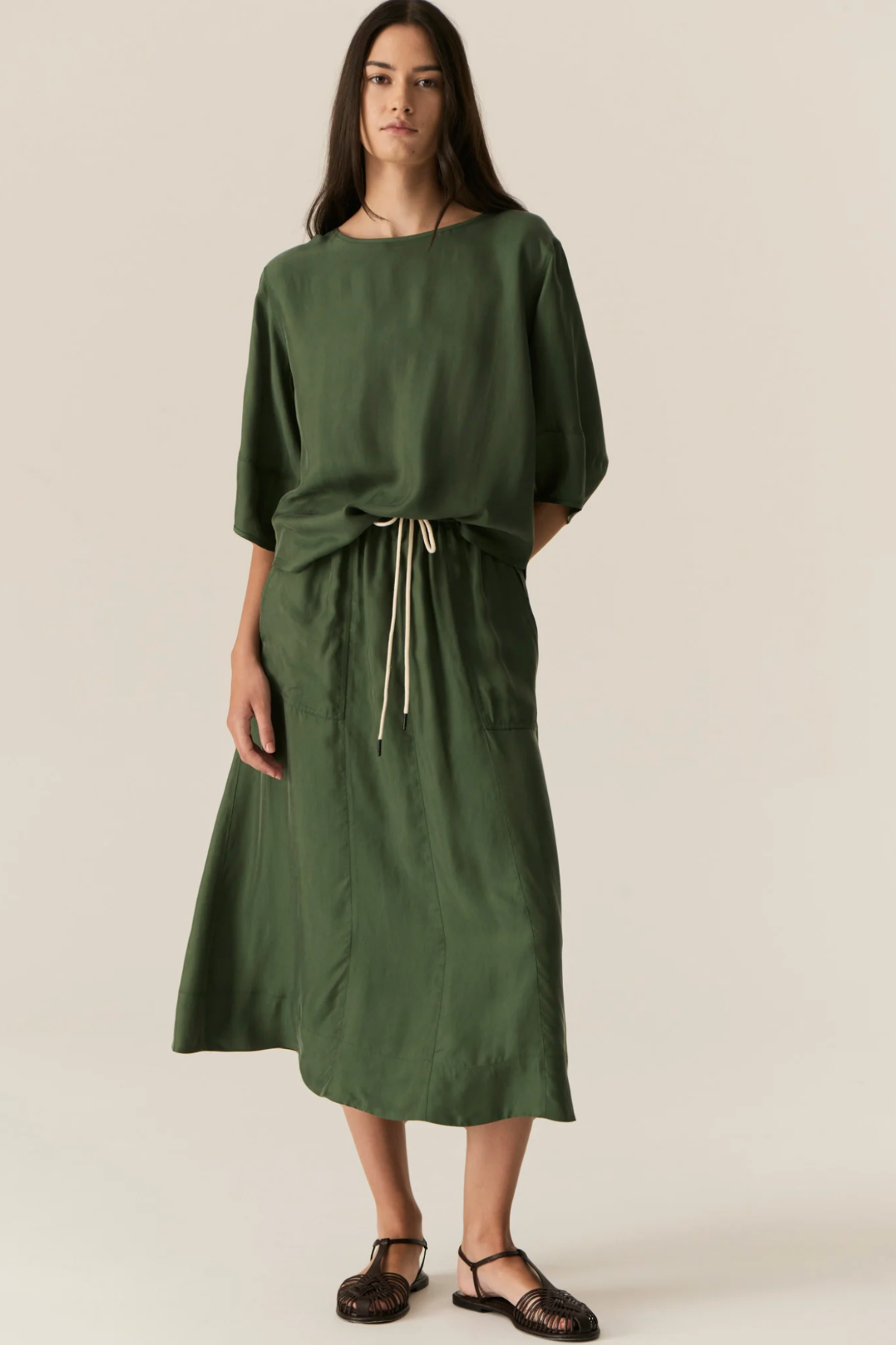 Henri Tie Skirt Green
