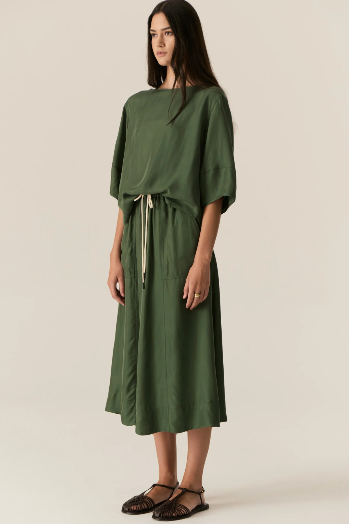 Henri Tie Skirt Green