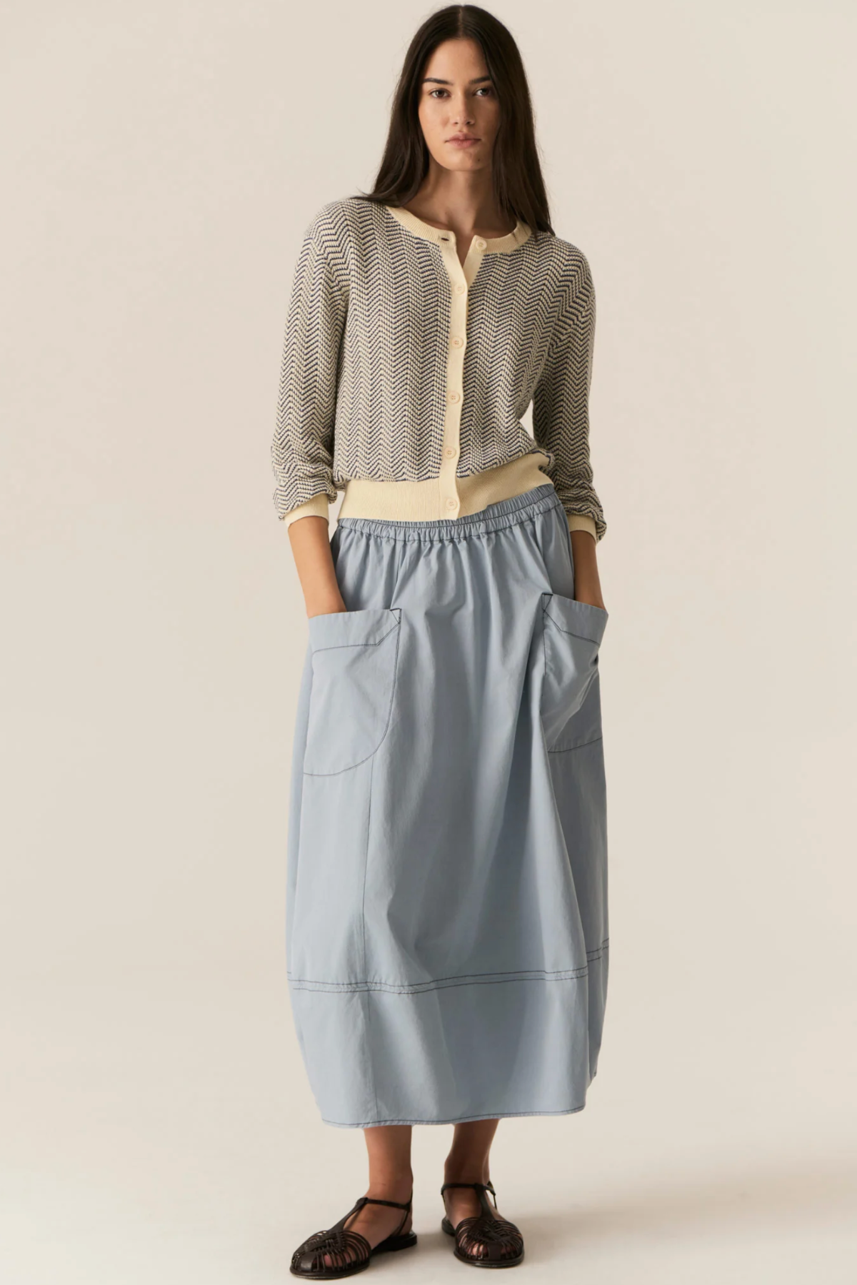 Jules Cardigan Blue Ivory