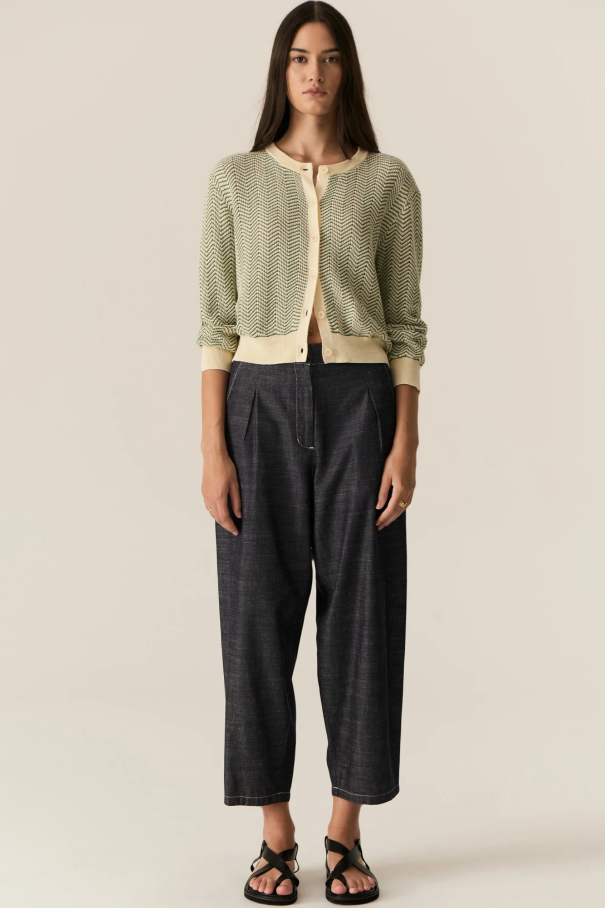 Jules Cardigan Green Ivory