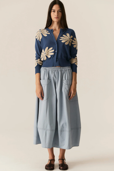Lask Daisy Cardigan Blue Ecru