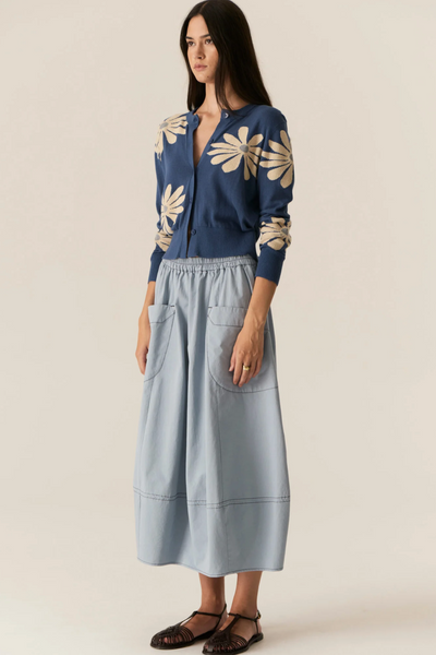 Lask Daisy Cardigan Blue Ecru