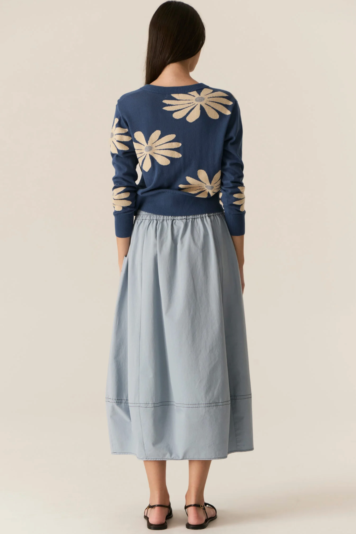 Lask Daisy Cardigan Blue Ecru