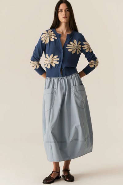Lask Daisy Cardigan Blue Ecru