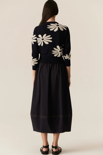 Lask Daisy Cardigan Ink Ecru