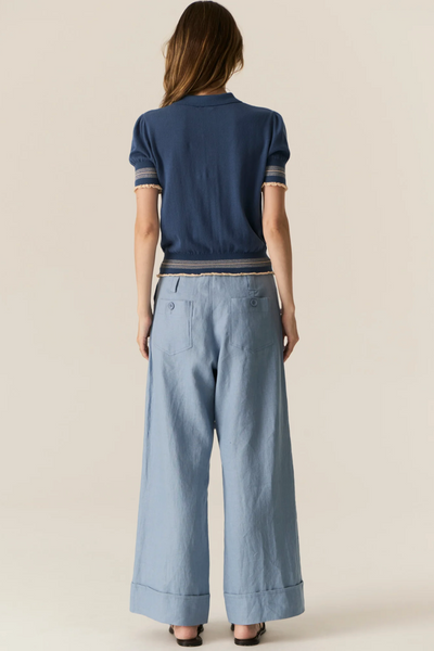 Lask Polo Knit Blue Ecru