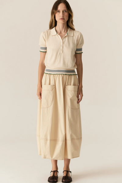 Lask Polo Knit Ecru Green
