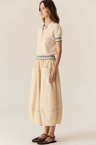 Lask Polo Knit Ecru Green