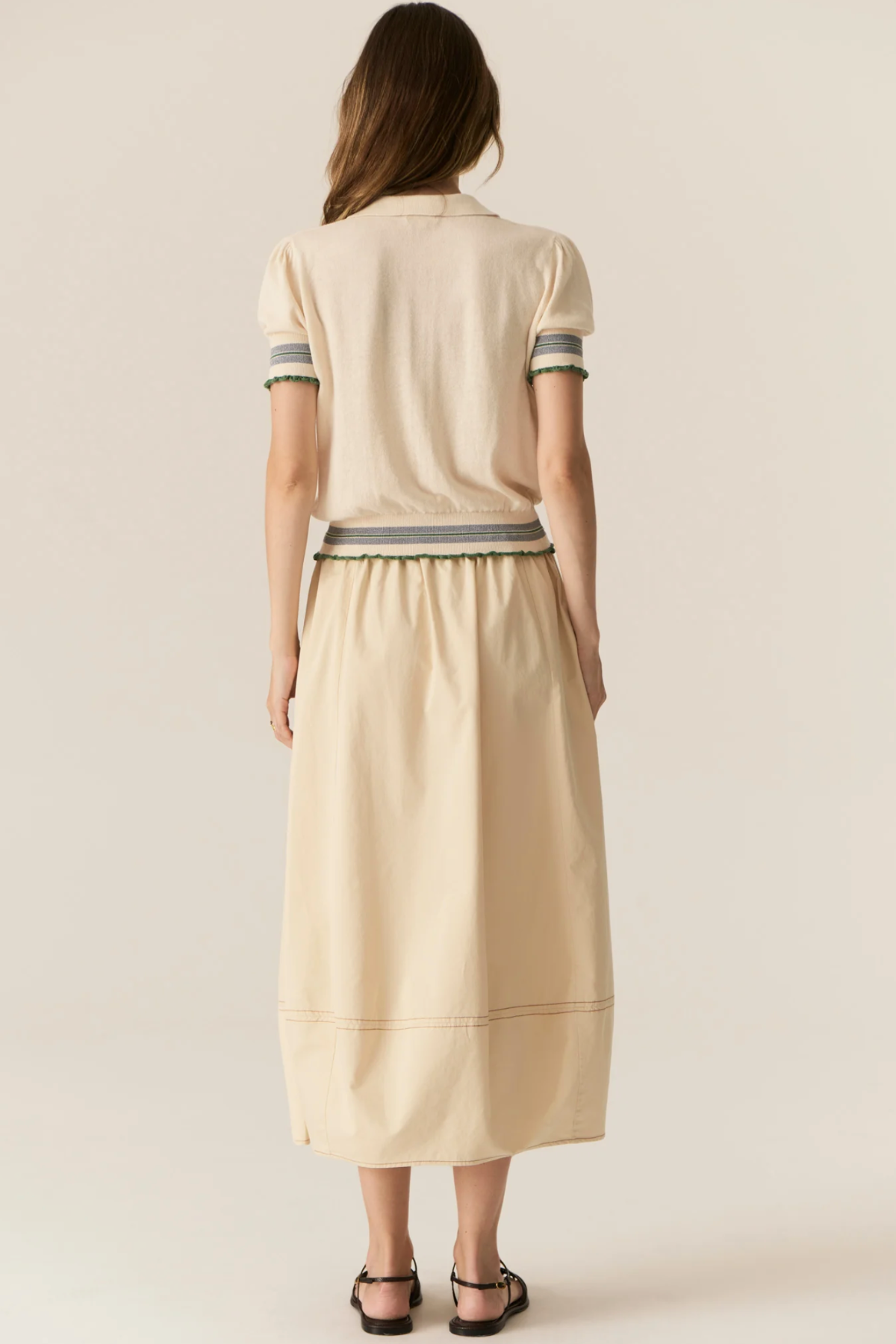 Lask Polo Knit Ecru Green