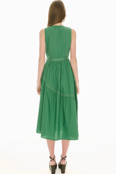 Orlo Topstitch Wrap Dress Green