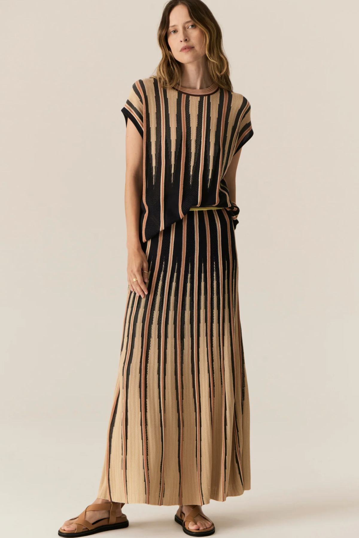 Tedd Knit Skirt Ink Camel