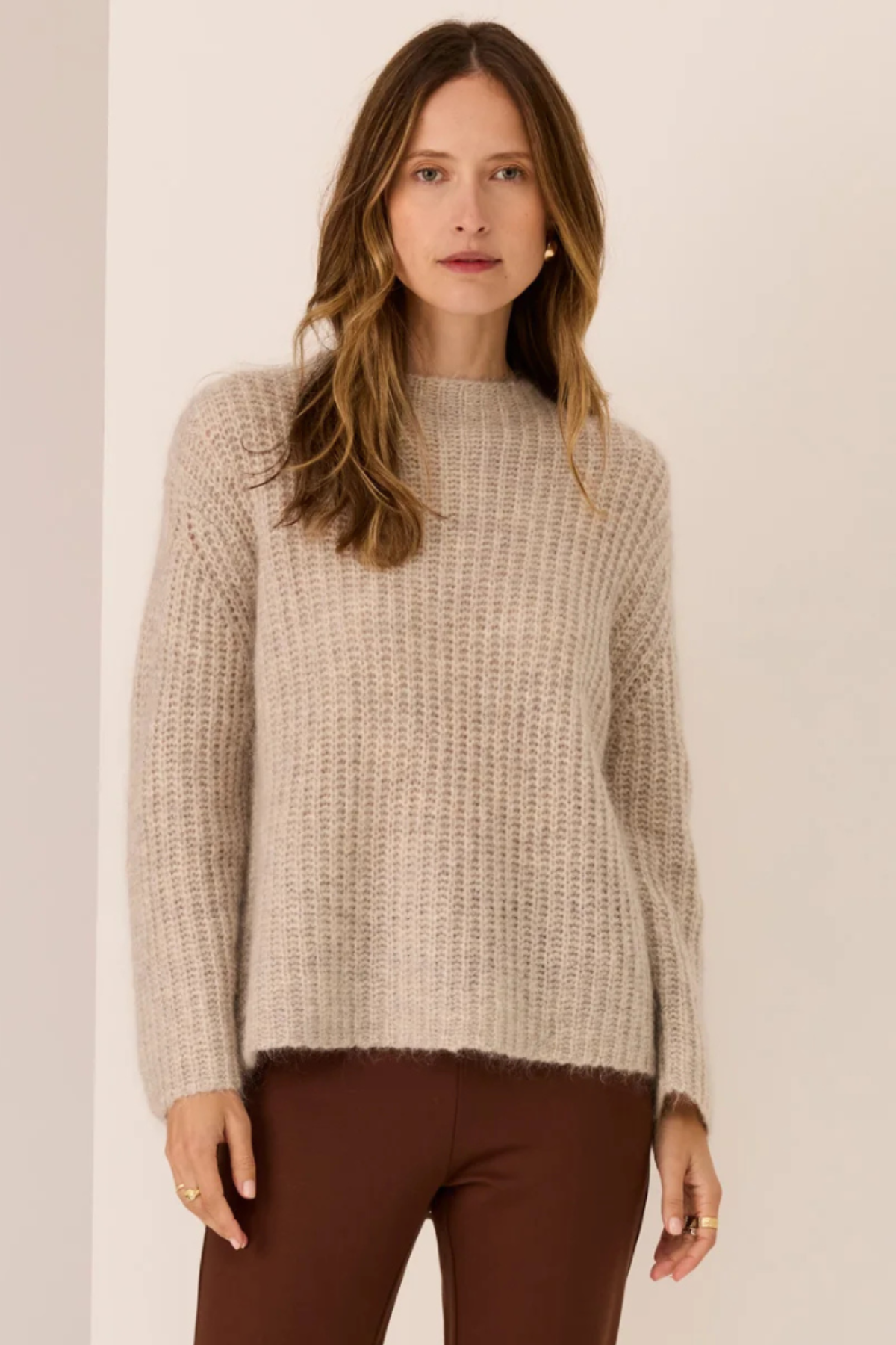 Melvyn High Neck Knit Pebble