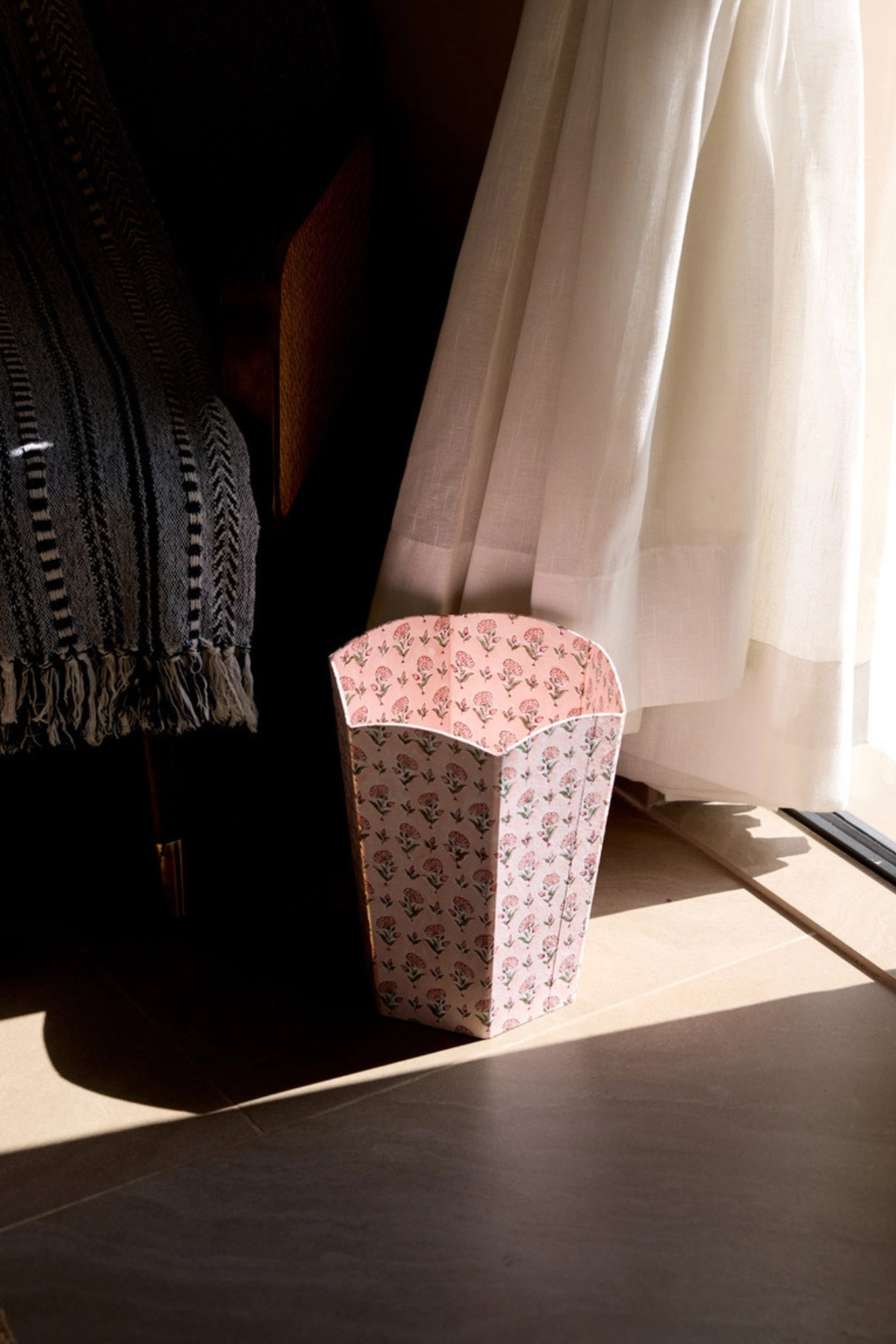 Block Printed Paper Basket Ditsy Floral